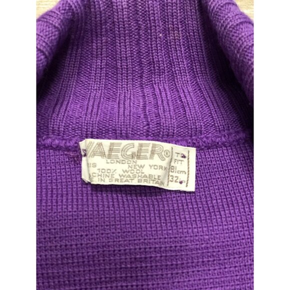 Jaeger Women's Sweater 32 M Vintage Purple Open Knit Cardigan Wool Lagenlook - Picture 3 of 7